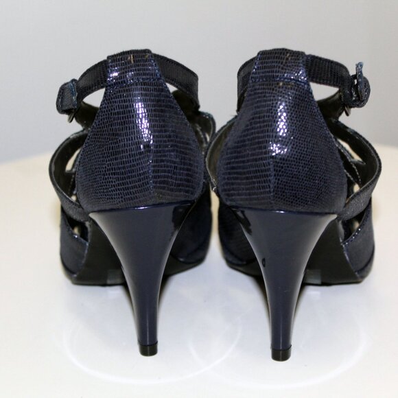 Bandolino Janeta High Heel Sandals Size 7.5M, Bleu Snakeskin Print - Picture 6 of 13